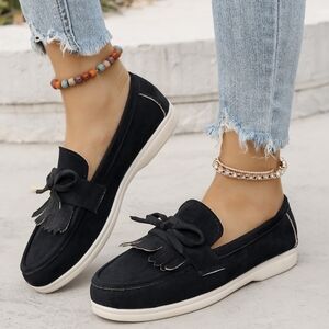 Chic Black Flat Loafers for Women